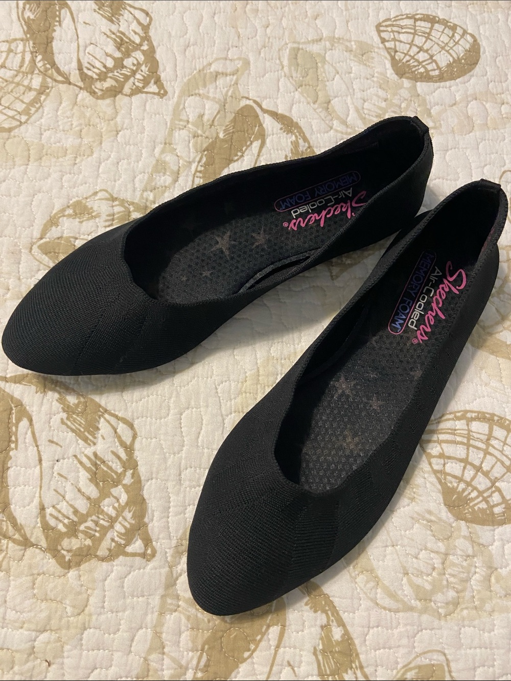 Skechers Black Slip-On Knit Ballet Flats